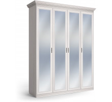 Шкаф 4-х дверный зеркальный Неаполь Ясень анкор светлый (патина "серебро") Шкаф 4-х дверный зеркальный Неаполь Ясень анкор светлый (патина "серебро")